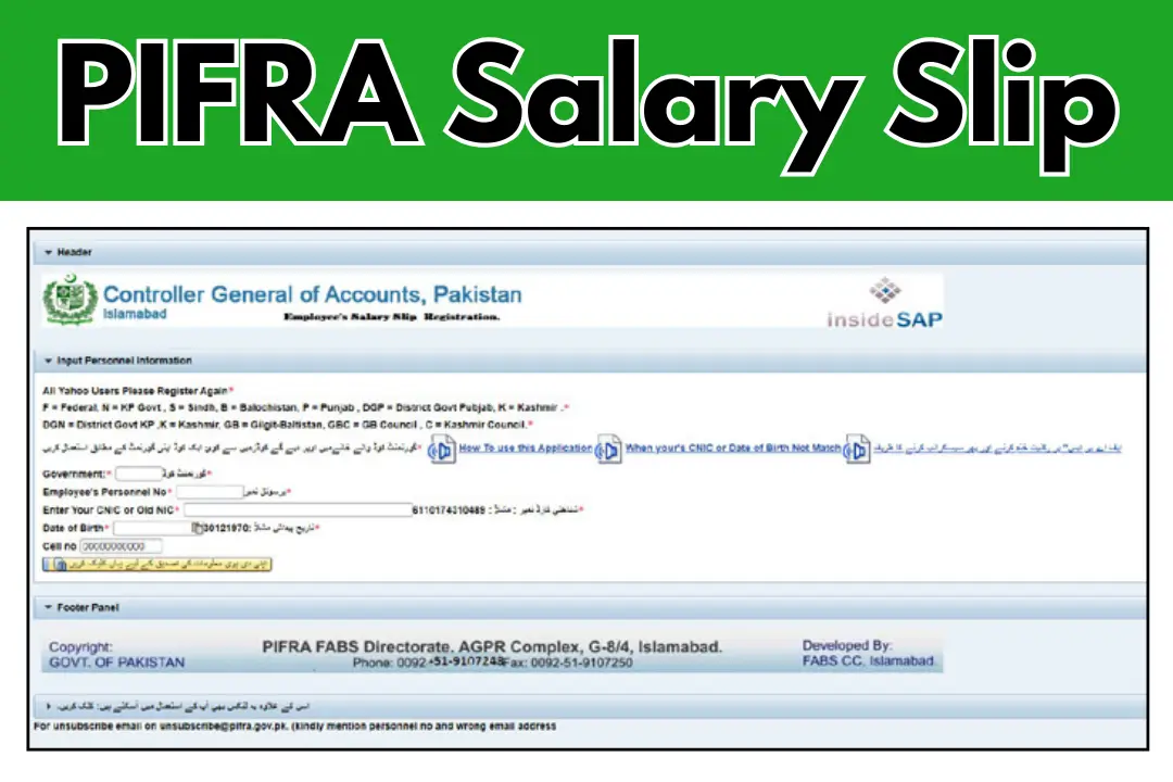 PIFRA Salary Slip